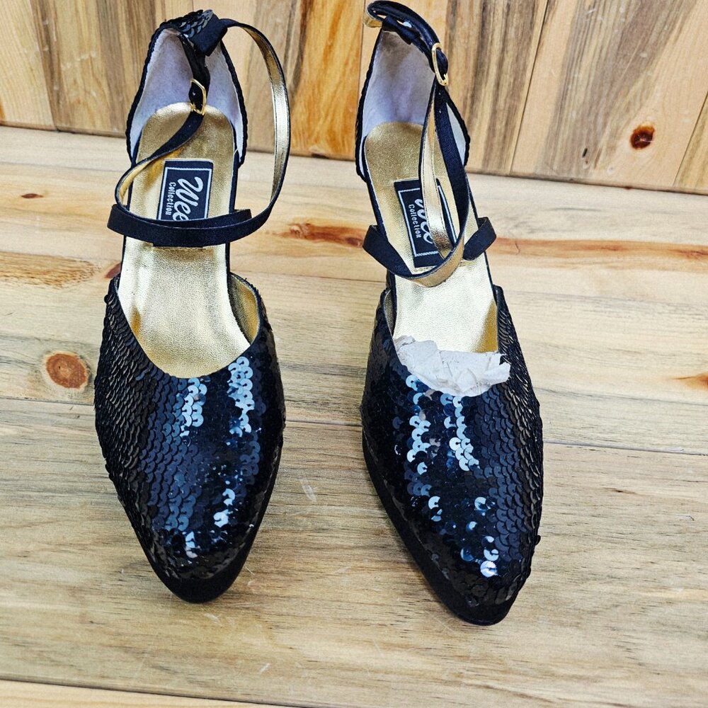Wee Collection Black Sequined Heels